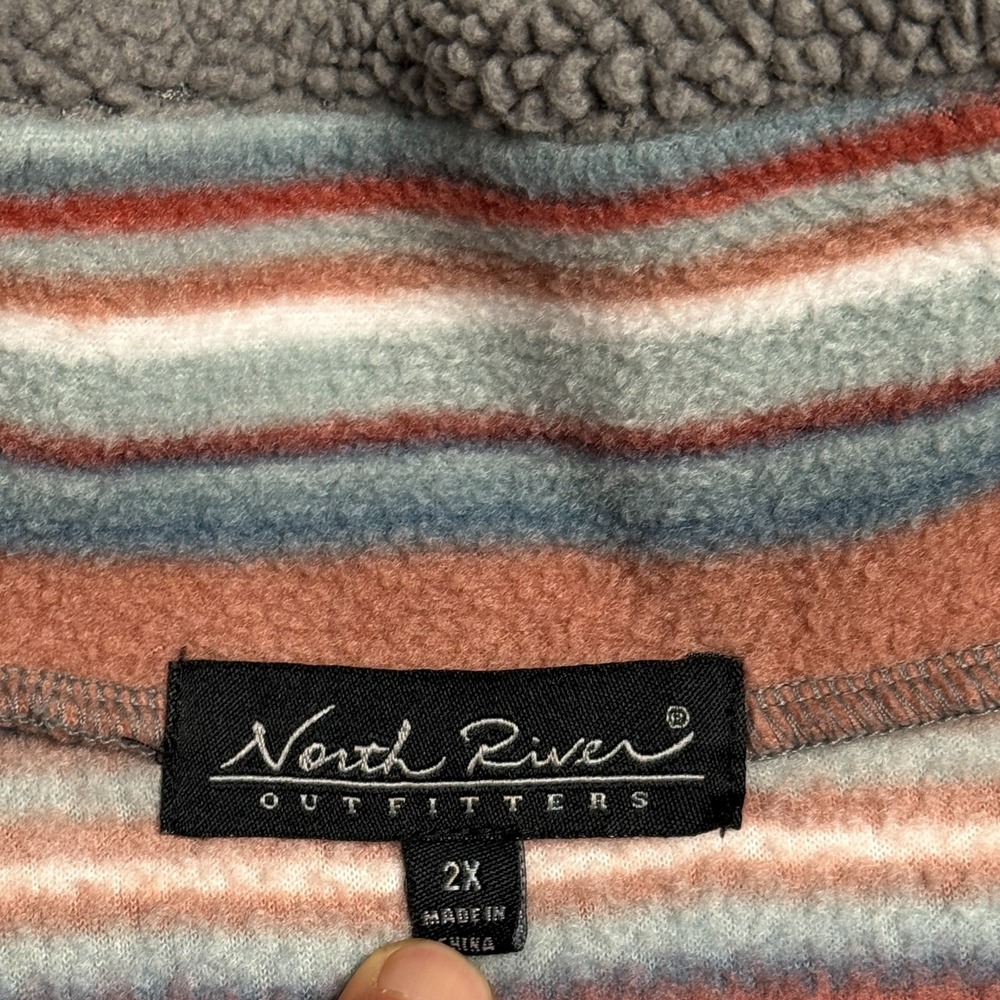 Women's Fleece 1/4 Zip Pullover Shirt Earth Tone Stripes 2XL by North River EUC - Picture 10 of 15